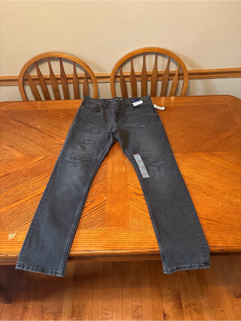 Old Navy Jeans Mens 33x30 Slim Built In Flex Gray Distressed Denim New